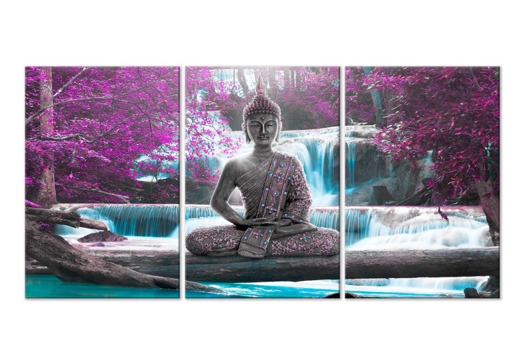 Cuadro decorativo Buddha and Waterfall (3 Parts) Violet 122214
