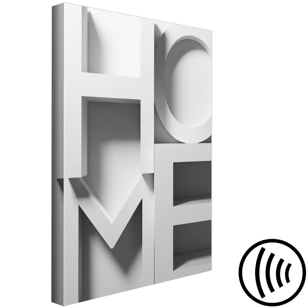 Obraz Dom 3D - Napis Trójwymiarowy Home W Bieli, Szarości I Czerni