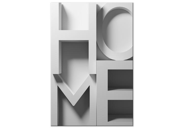 Leinwandbild 3D-Haus - dreidimensionaler Schriftzug Home in Weiß, Grau und Schwarz