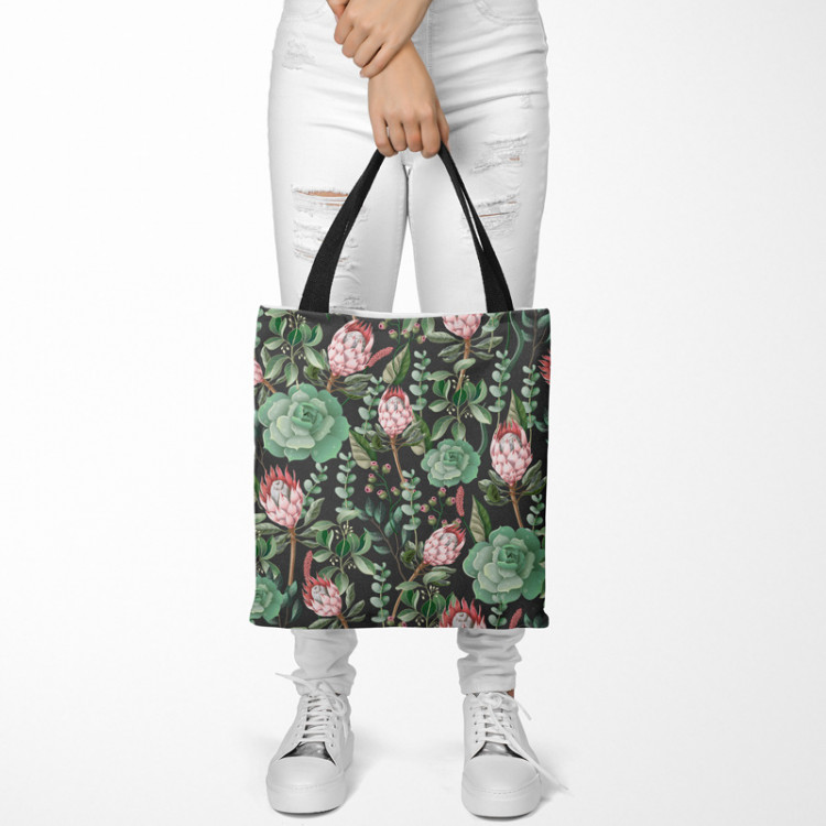 Shopping Bag Cactus gallery - graphic composition of succulents on black background 147514 additionalImage 2