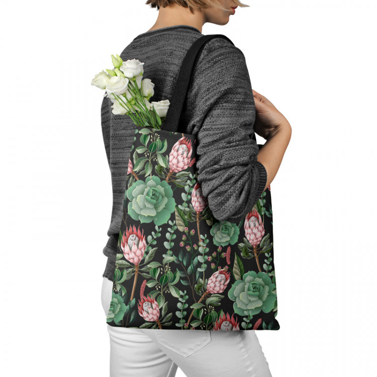 Shopping Bag Cactus gallery - graphic composition of succulents on black background 147514 additionalImage 3