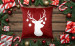 Decorative Velor Pillow King of the forest - white head and reindeer antlers on red background 148514 additionalThumb 4