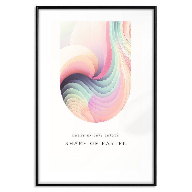 Wall Poster Abstraction - Wave of Pastel Stripes With a Description on a White Background 149714 additionalImage 24