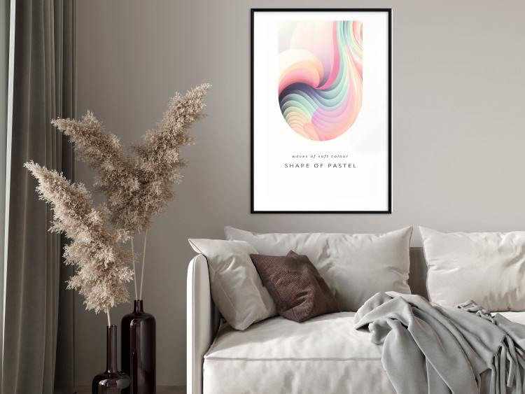 Wall Poster Abstraction - Wave of Pastel Stripes With a Description on a White Background 149714 additionalImage 16
