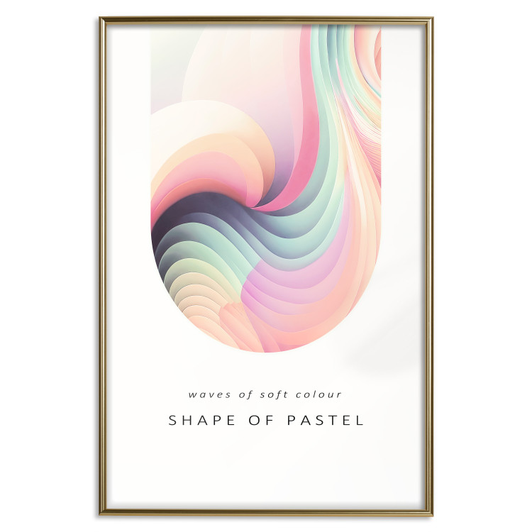 Wall Poster Abstraction - Wave of Pastel Stripes With a Description on a White Background 149714 additionalImage 23