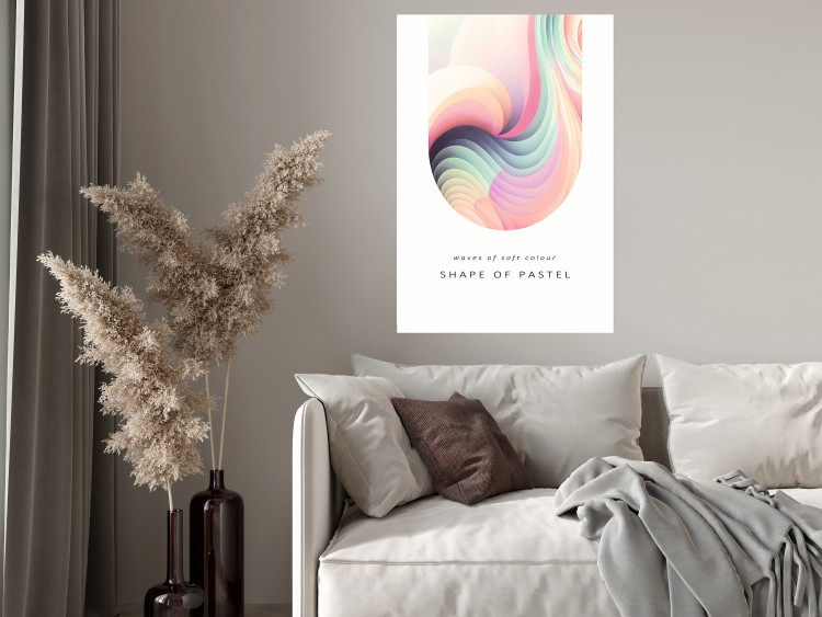 Wall Poster Abstraction - Wave of Pastel Stripes With a Description on a White Background 149714 additionalImage 11