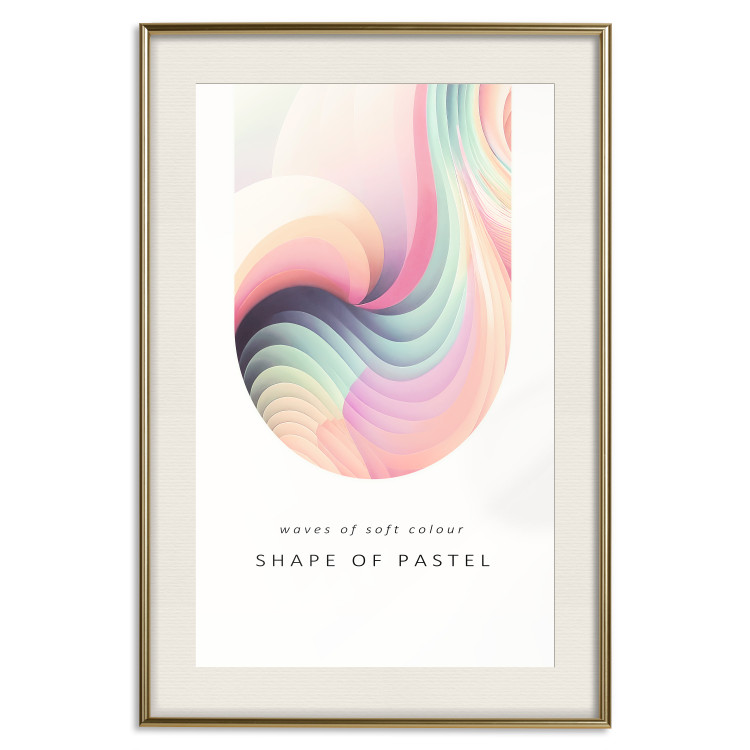Wall Poster Abstraction - Wave of Pastel Stripes With a Description on a White Background 149714 additionalImage 27