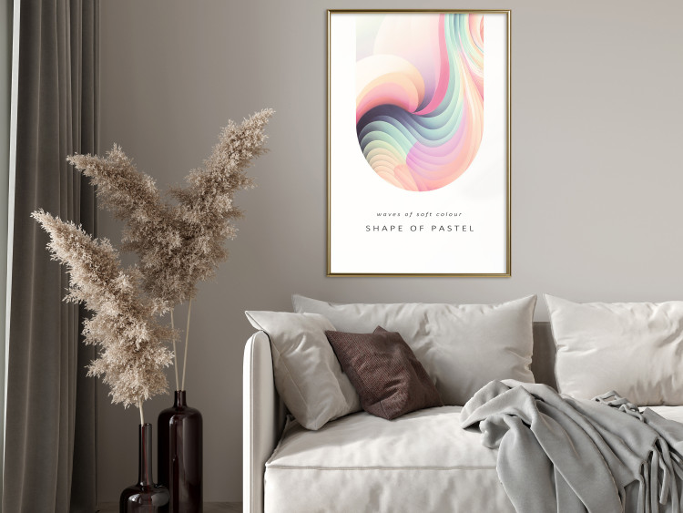 Wall Poster Abstraction - Wave of Pastel Stripes With a Description on a White Background 149714 additionalImage 14
