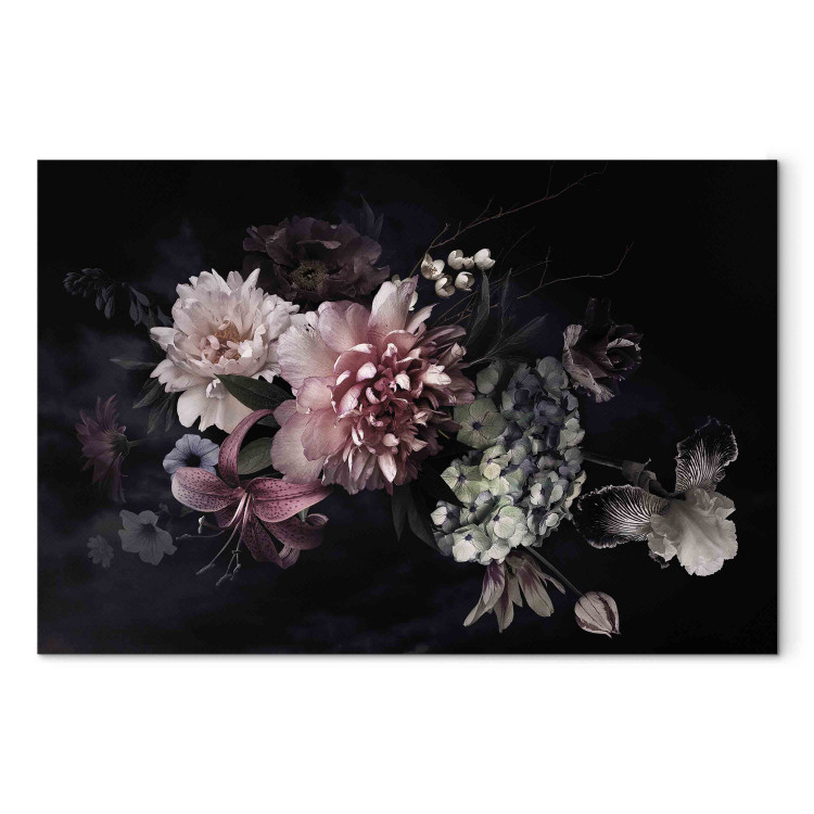 Foto auf Leinwand Dutch Bouquet - Composition With Flowers on a Black  Background - Blumensträuße - Blumen - Wandbilder