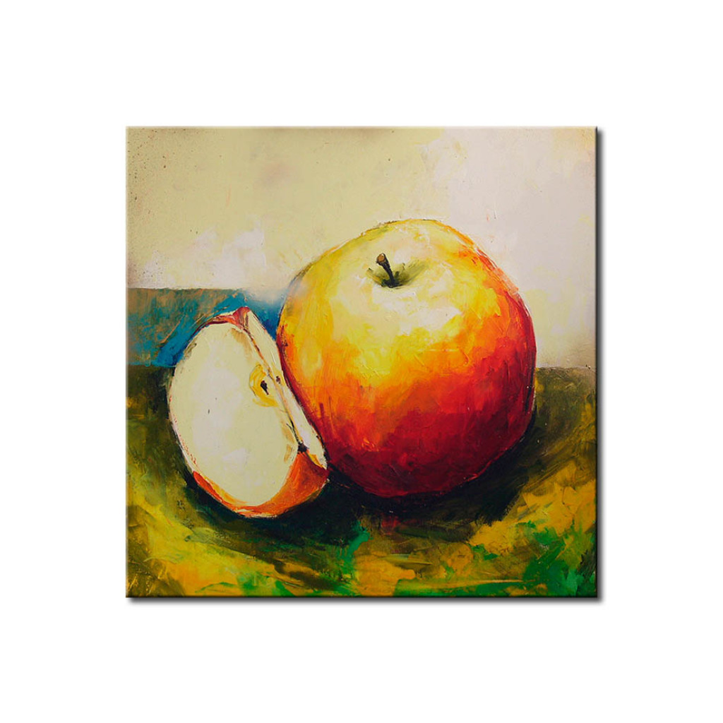 Schilderij  Fruit: Rustiek Stilleven (1-delig) - Geschilderde Rode Appels