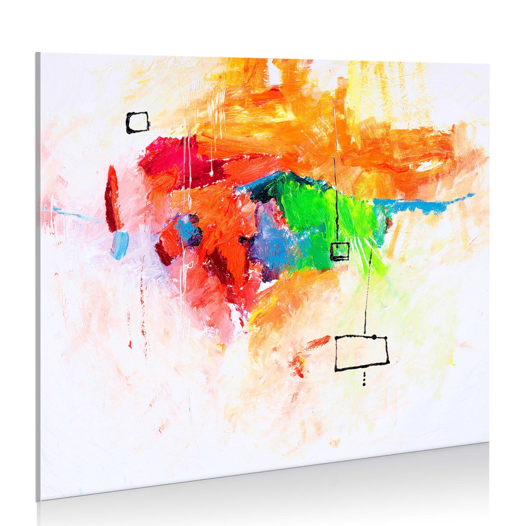 Schilderij  Gekleurde: Passie (1-delig) - Abstractie Met Kleurrijk Motief Op Witte Achtergrond