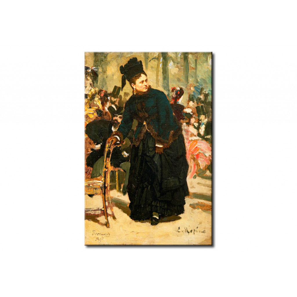 Schilderij  Ilja Repin: Dame, Sich Auf Eine Stuhllehne Stützend