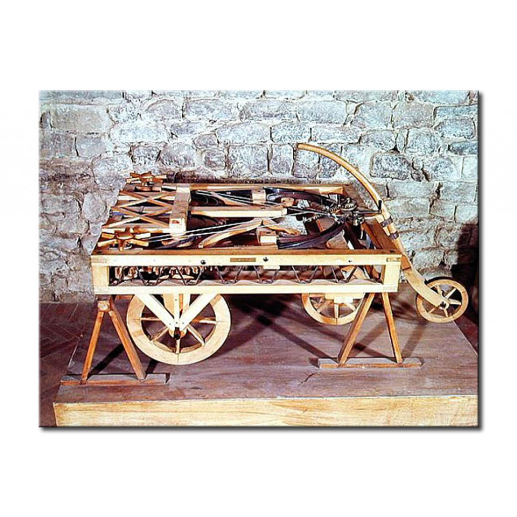 Quadro Model Of A Car Driven By Springs, Made From One Of Leonardo's Drawings