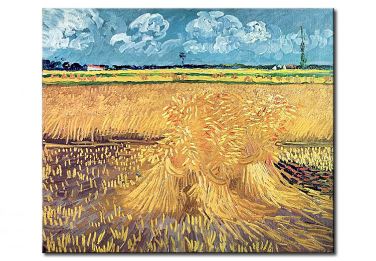 Tableau sur toile Champ de blé avec des gerbes 52514