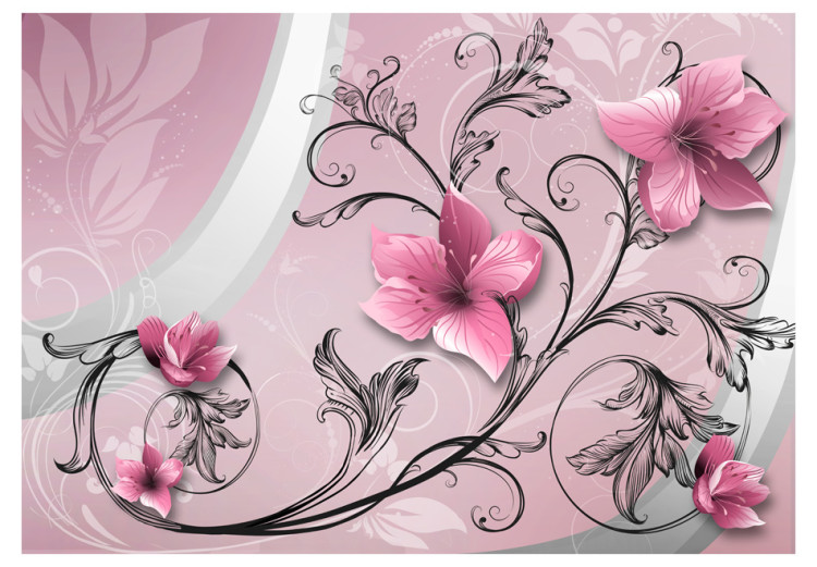 Wall Mural Abstraction - Imaginary Composition of Flowers on a Background with Plant Patterns 60714 additionalImage 1