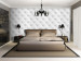 Wall Mural Subtle Glamour - Design with White Leather Quilting for Bedrooms 61014