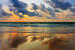 Fotomural Paisagem Beira-Mar - Pôr do Sol sobre o Mar com Céu Nublado 61714