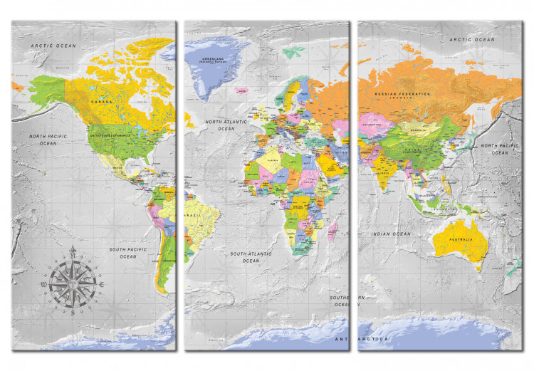 Ozdobna tablica korkowa Mapa świata: Róża wiatrów II [Mapa korkowa] 97414 additionalImage 2