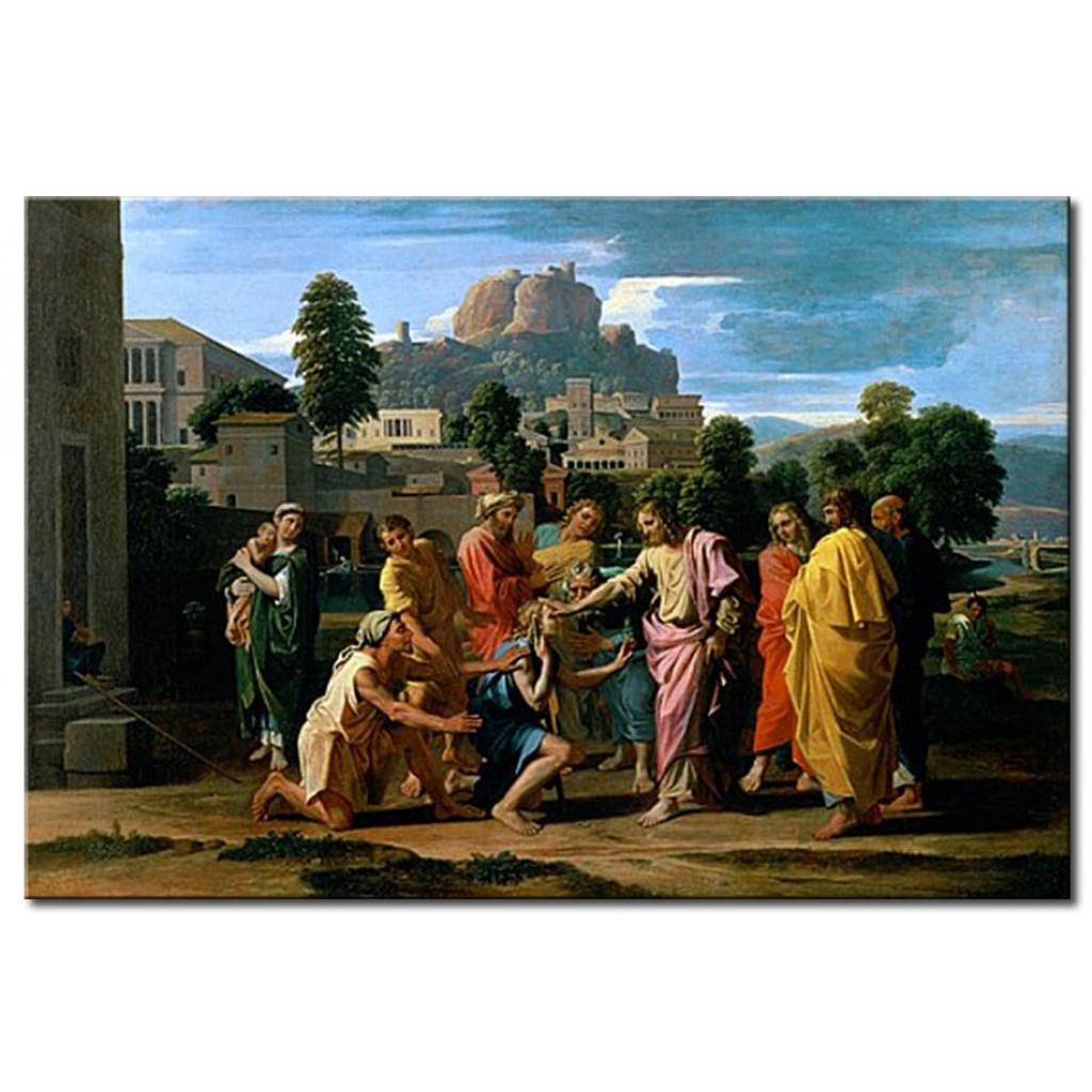 Schilderij  Nicolas Poussin: The Blind Of Jericho, Or Christ Healing The Blind