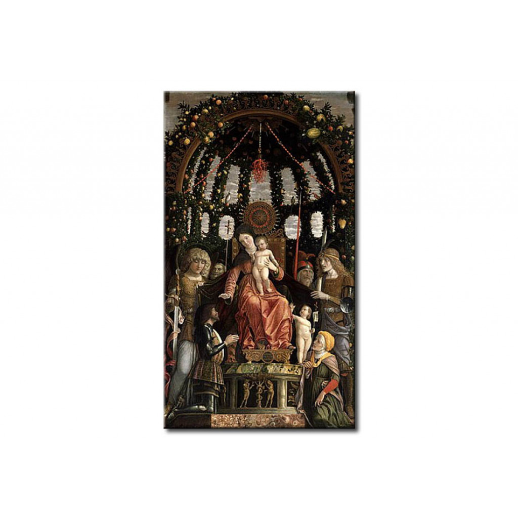 Schilderij  Andrea Mantegna: The Virgin Of Victory Or The Madonna And Child Enthroned With Six Saints And Adored By Gian-Francesco II Gonzaga, Commiss