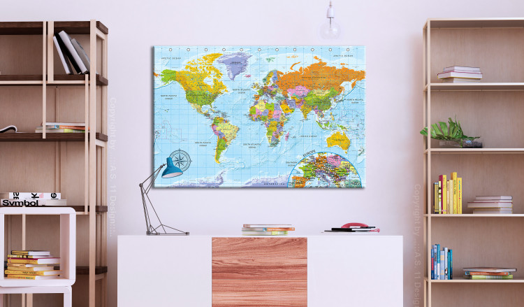 Tablero decorativo en corcho Map with Dots (Blue) [Cork Map] 114224 additionalImage 3
