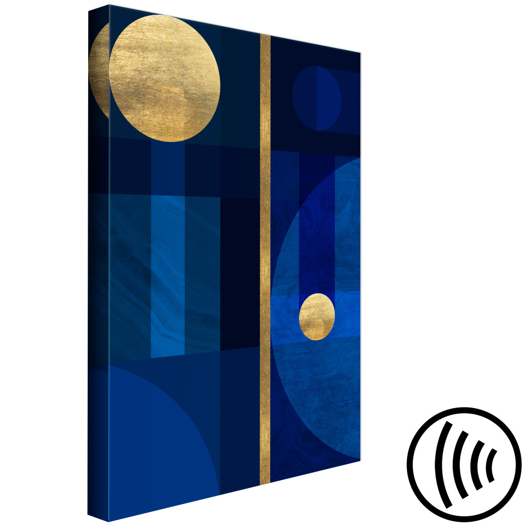 Målning Gyllene Cirklar (1-del) - Geometrisk Form I Färgen Classic Blue
