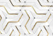 Wall Mural Golden lines - an abstraction with a geometric motif of white elements 143324 additionalThumb 3