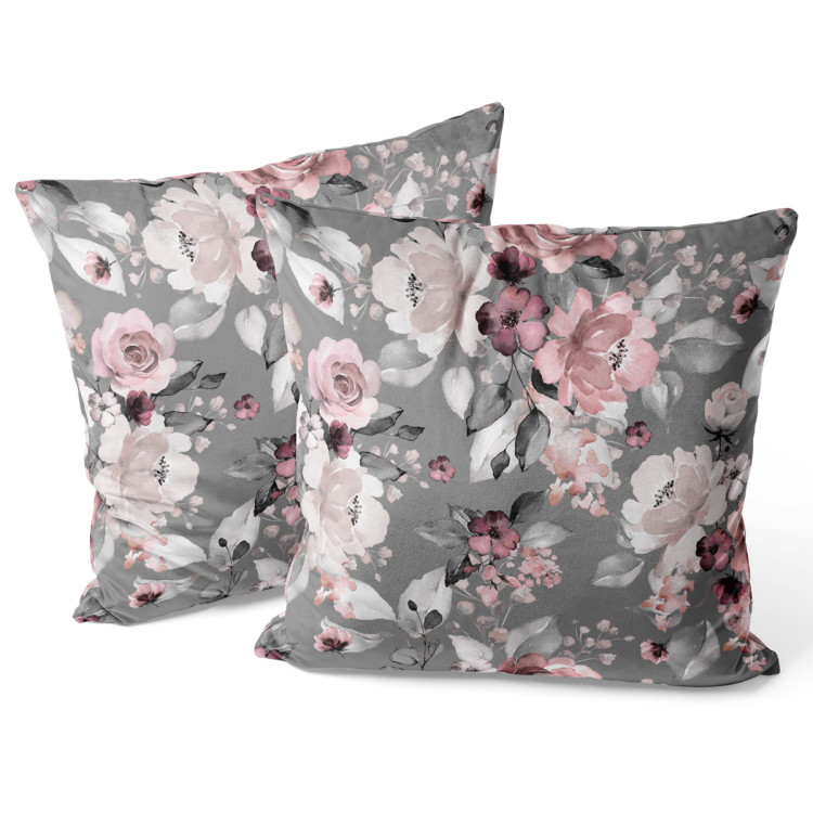 Sammets kudda Pastel bouquet - subtle flowers in shades of grey and pink 147124 additionalImage 3