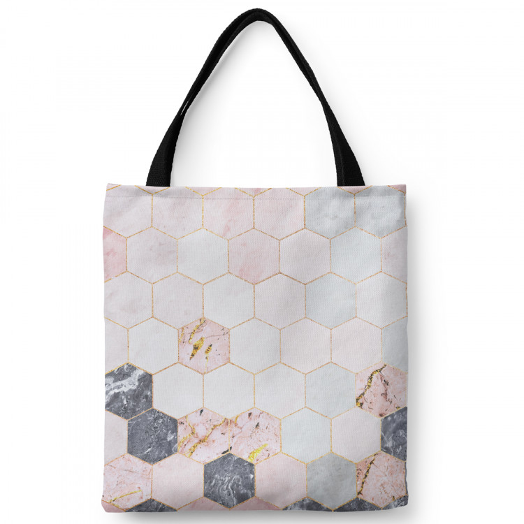 Shoppingväska Marble hexagons - a marble glamour composition with golden pattern 148524