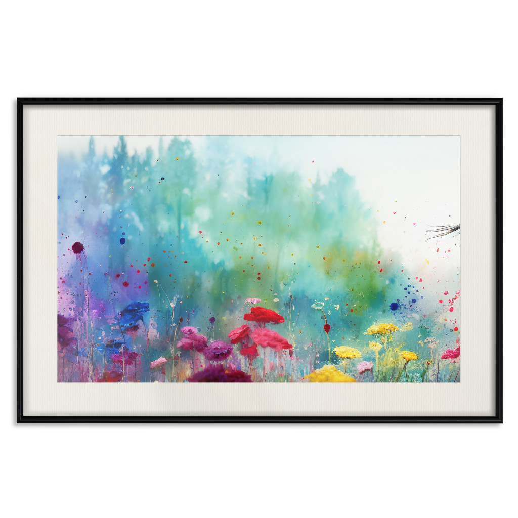 Posters: Multicolored Flowers - A Painting Composition With A Forest Generated By AI