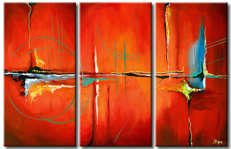 Canvas Tango with Fantasy (3-piece) - Red abstraction with splits 48324