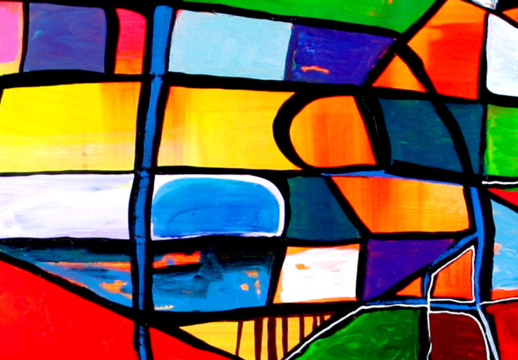 Bild auf Leinwand Farbverbindung (1-teilig) - Bunte Abstraktion mit Glasfenster-Effekt 48424 additionalImage 3