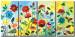 Tableau moderne Prairie fantaisiste (4 pièces) - Fleurs colorées sur fond bleu ciel 48624