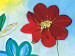 Tableau moderne Prairie fantaisiste (4 pièces) - Fleurs colorées sur fond bleu ciel 48624 additionalThumb 2