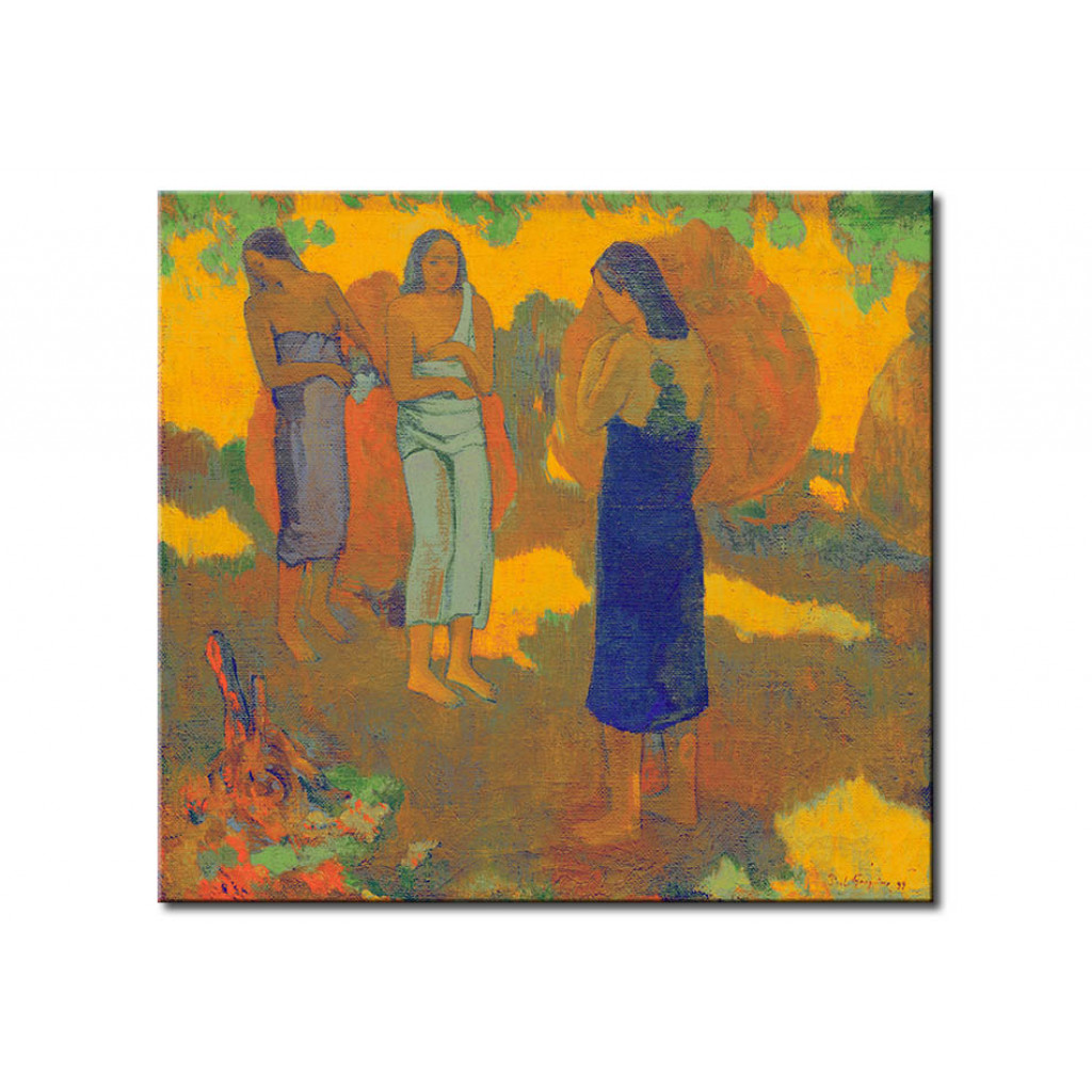 Schilderij  Paul Gauguin: Three Tahiti Women On Yellow Ground