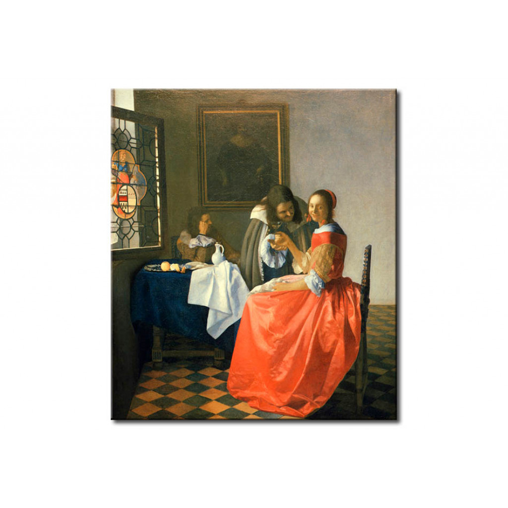 Schilderij  Jan Vermeer: The Girl With The Wine Glass