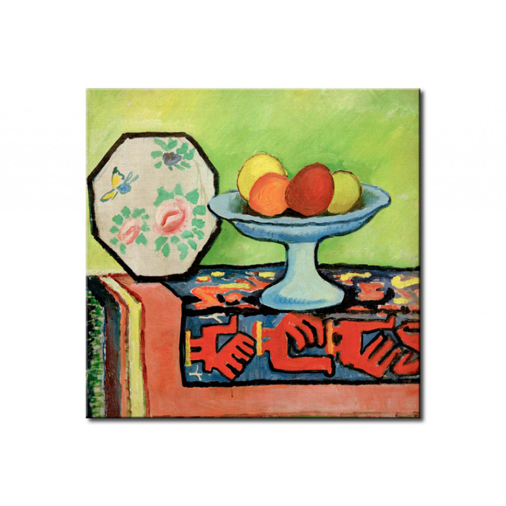 Schilderij  August Macke: Stilleben Mit Apfelschale Und Japanischem Fächer