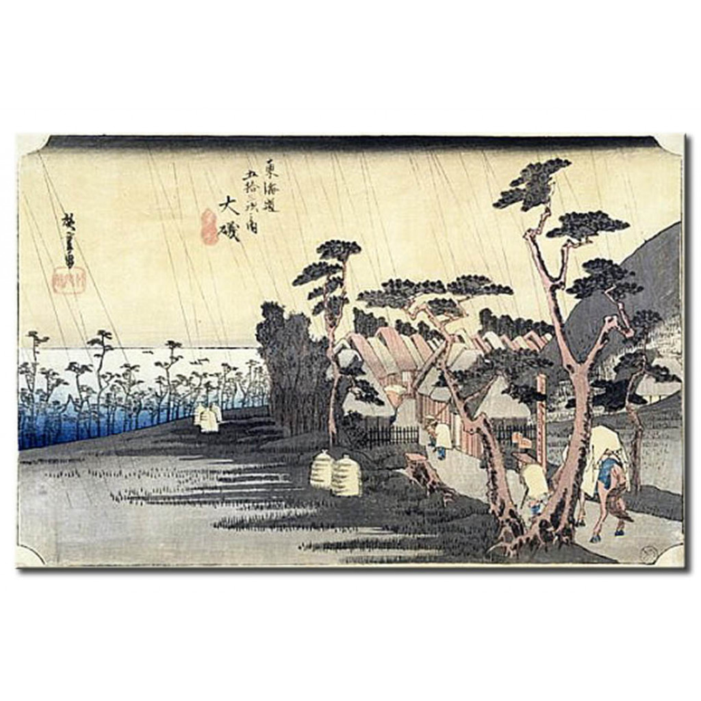 Schilderij  Utagawa Hiroshige: Oiso: Toraga Ame Shower, From The Series '