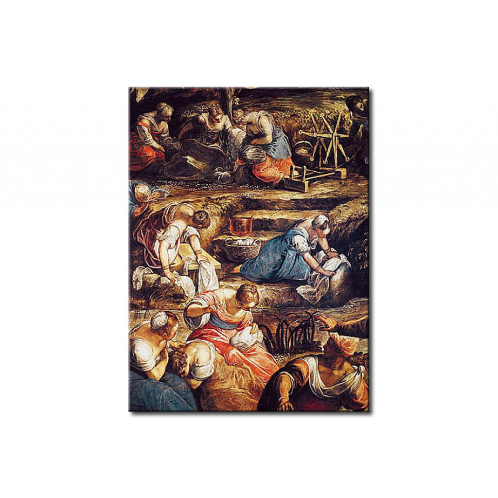 Schilderij  Tintoretto: The Miraculous Fall Of Manna, Detail Of Women Working