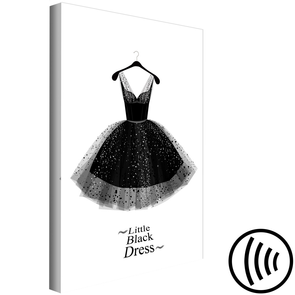 Obraz Moda Na Glamour (1-częściowy) - Błyszczące Detale Czarno-białej Sukni