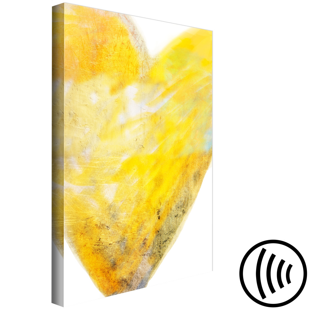 Quadro Em Tela Pintado Com O Coração (1 Peça) - Arte Do Amor Em Tons De Amarelo