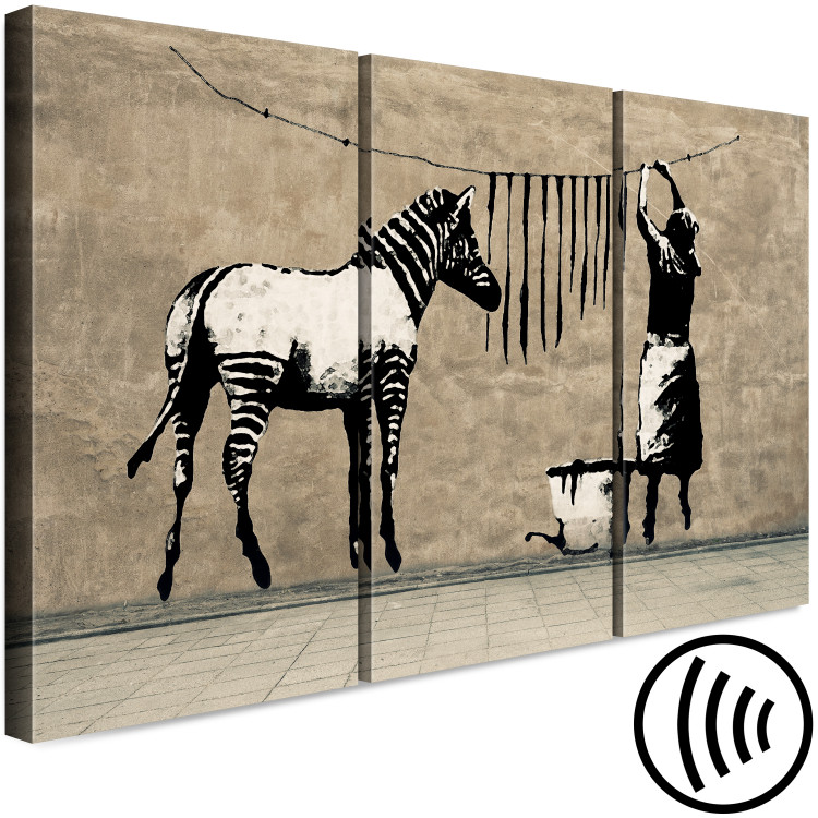 Obraz Banksy: Pranie zebry na betonie (3-częściowy) 118534 additionalImage 6