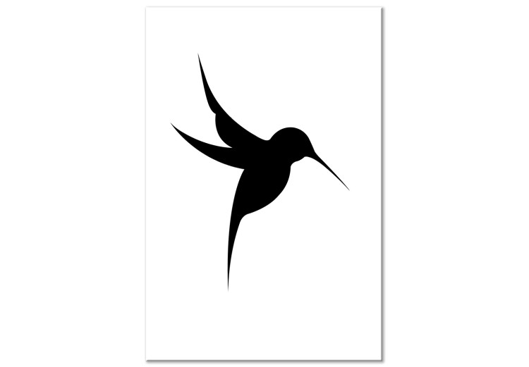 Quadro su tela Colibrì volante - disegno nero di un uccello su uno sfondo bianco