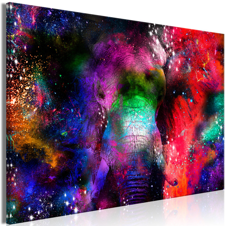 Canvas Colourful elephant - a modern, multi-coloured abstraction 131734 additionalImage 2
