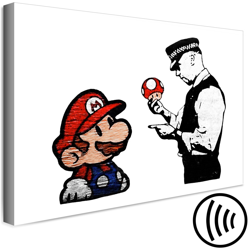 Obraz Mario I Policjant - Grafika Inspirowana Sztuką Uliczną Banksy'ego