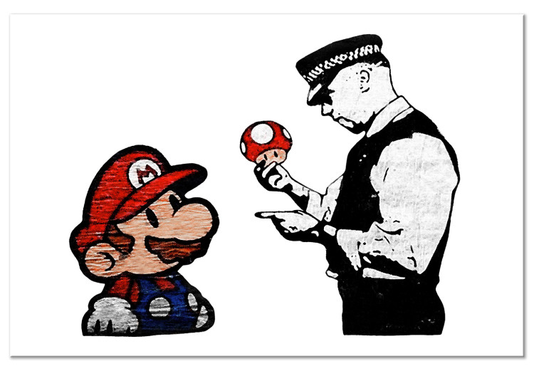Quadro su tela Mario e un poliziotto - Grafica ispirata allo Street Art