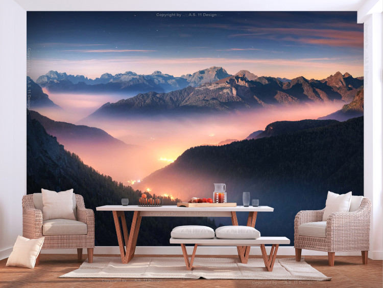 Wall Mural Mountains after dark - Landscape with peaks, valleys and clouds