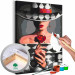 Paint by number Woman With Rose - Fashionable Character, Gray Background and Hat 144134