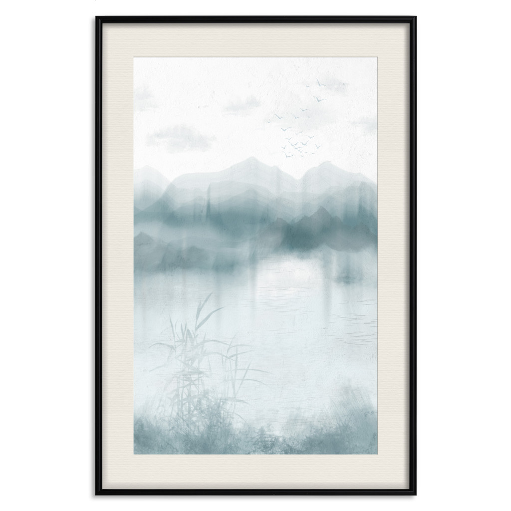 Poster Decorativo Blue Mountains - Misty Landscape In Soothing Tones