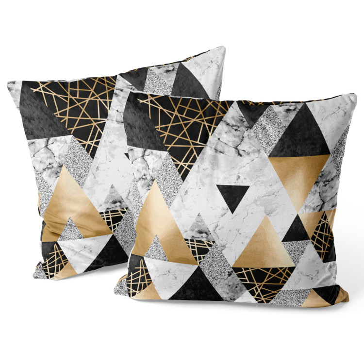 Sammets kudda Elegenat geometry - a minimalist design with imitation marble and gold 147034 additionalImage 3